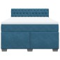 vidaXL Boxspringbett mit Matratze Blau 160x200 cm Samt vidaXL Boxspringbett mit Matratze Blau 160x200 cm Samt