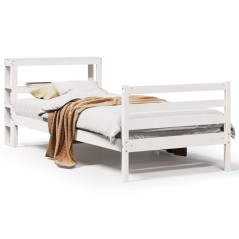 vidaXL Massivholzbett ohne Matratze Weiß 100x200 cm Kiefernholz