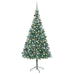 Künstlicher Tannenbaum mit LEDs & Kugeln & Zapfen 210 cm