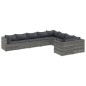 vidaXL 9-tlg. Garten-Sofagarnitur mit Kissen Grau Poly Rattan vidaXL 9-tlg. Garten-Sofagarnitur mit Kissen Grau Poly Rattan