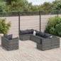 vidaXL 9-tlg. Garten-Sofagarnitur mit Kissen Grau Poly Rattan vidaXL 9-tlg. Garten-Sofagarnitur mit Kissen Grau Poly Rattan