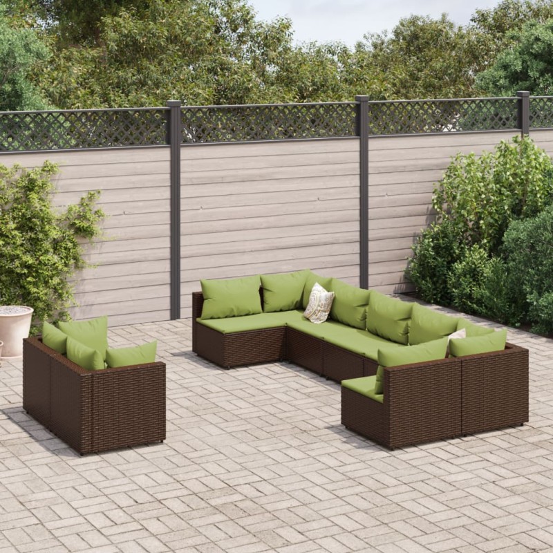 vidaXL 9-tlg. Garten-Sofagarnitur mit Kissen Braun Poly Rattan vidaXL 9-tlg. Garten-Sofagarnitur mit Kissen Braun Poly Rattan