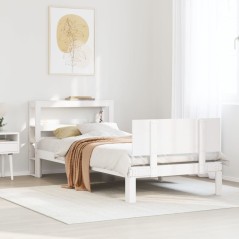 vidaXL Bettgestell mit Kopfteil ohne Matratze Weiß 100x200 cm