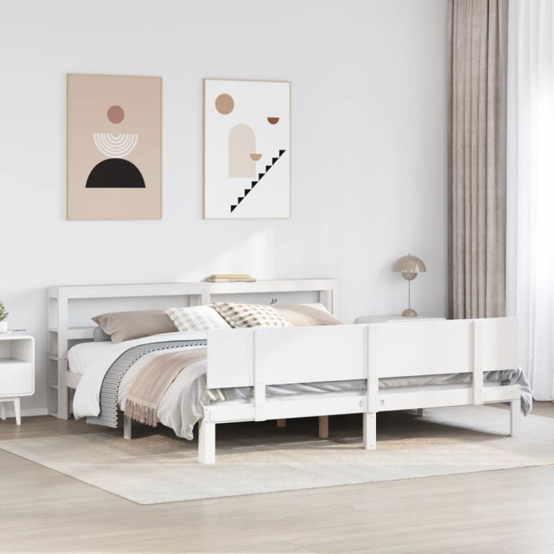 vidaXL Bettgestell mit Kopfteil ohne Matratze Weiß 200x200 cm vidaXL Bettgestell mit Kopfteil ohne Matratze Weiß 200x200 cm