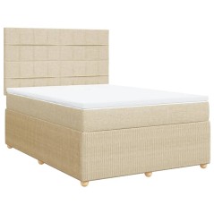 vidaXL Boxspringbett mit Matratze Creme 140x200 cm Stoff