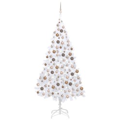 vidaXL Künstlicher Weihnachtsbaum mit Beleuchtung & Kugeln Weiß 210 cm