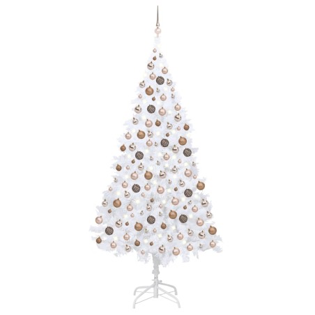 vidaXL Künstlicher Weihnachtsbaum mit Beleuchtung & Kugeln Weiß 210 cm
