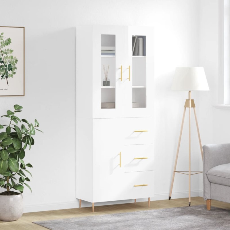 Highboard Hochglanz-Weiß 69,5x34x180 cm Holzwerkstoff Highboard Hochglanz-Weiß 69,5x34x180 cm Holzwerkstoff