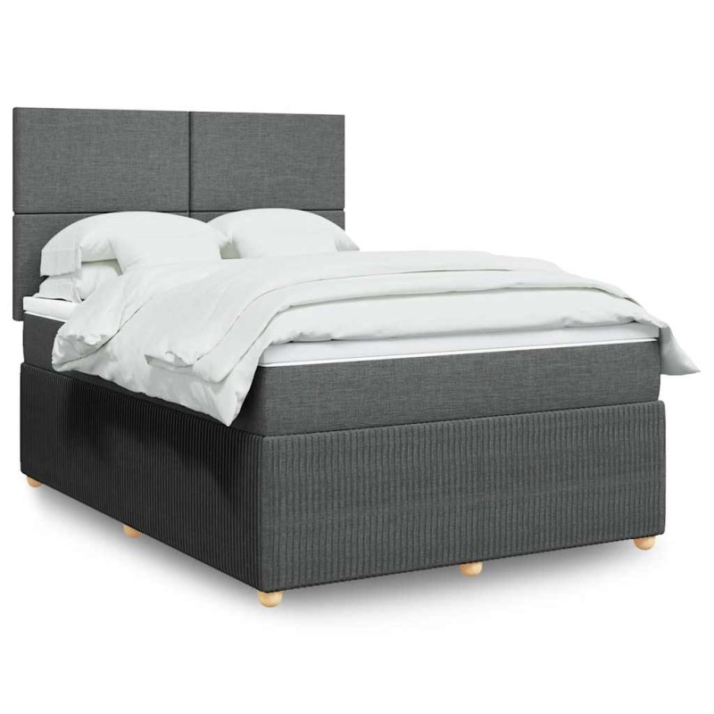 vidaXL Boxspringbett mit Matratze Dunkelgrau 160x200 cm Stoff vidaXL Boxspringbett mit Matratze Dunkelgrau 160x200 cm Stoff