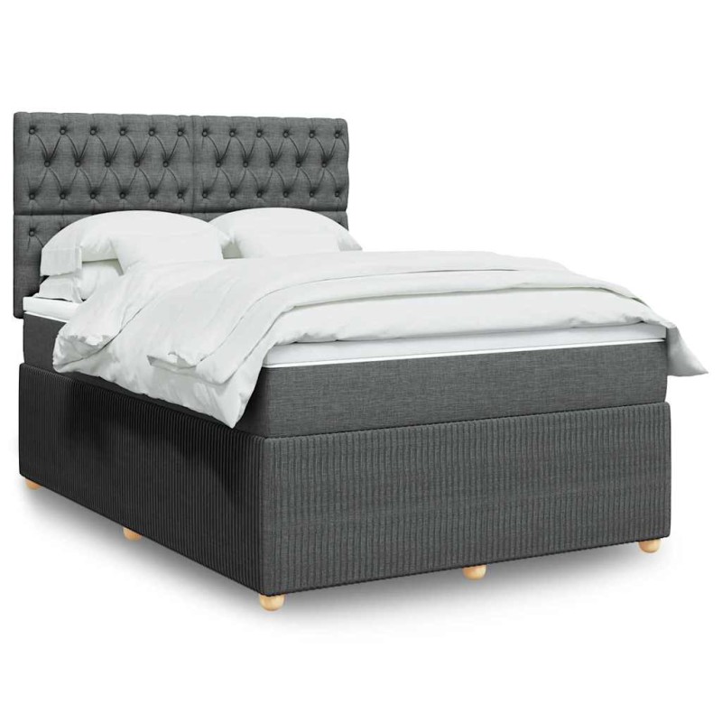 vidaXL Boxspringbett mit Matratze Dunkelgrau 160x200 cm Stoff vidaXL Boxspringbett mit Matratze Dunkelgrau 160x200 cm Stoff