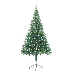 Künstlicher Weihnachtsbaum mit LEDs & Kugeln 150 cm 380 Zweige