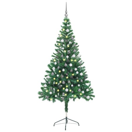 Künstlicher Weihnachtsbaum mit LEDs & Kugeln 150 cm 380 Zweige