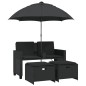 vidaXL Gartensofa 2-Sitzer Sonnenschirm und Hocker Schwarz Poly-Rattan vidaXL Gartensofa 2-Sitzer Sonnenschirm und Hocker Schwarz Poly-Rattan