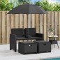 vidaXL Gartensofa 2-Sitzer Sonnenschirm und Hocker Schwarz Poly-Rattan vidaXL Gartensofa 2-Sitzer Sonnenschirm und Hocker Schwarz Poly-Rattan