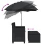 vidaXL Gartensofa 2-Sitzer Sonnenschirm und Hocker Schwarz Poly-Rattan vidaXL Gartensofa 2-Sitzer Sonnenschirm und Hocker Schwarz Poly-Rattan