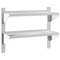 vidaXL Wandregal mit 2 Böden 75x23,5x60 cm Silbern Edelstahl