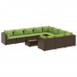 vidaXL 11-tlg. Garten-Sofagarnitur mit Kissen Braun Poly Rattan vidaXL 11-tlg. Garten-Sofagarnitur mit Kissen Braun Poly Rattan