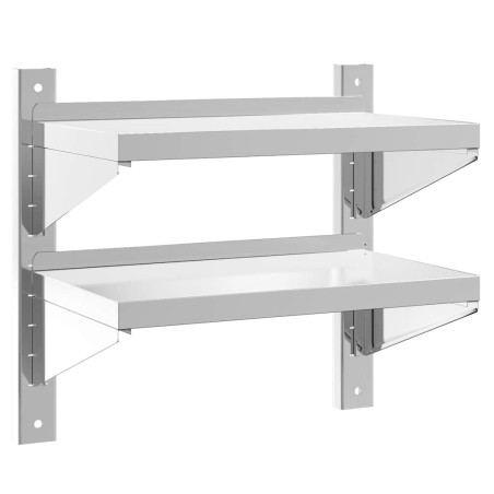 vidaXL Wandregal mit 2 Böden 50x30x48 cm Silbern Edelstahl