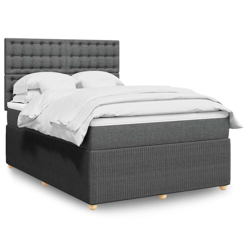 vidaXL Boxspringbett mit Matratze Dunkelgrau 160x200 cm Stoff vidaXL Boxspringbett mit Matratze Dunkelgrau 160x200 cm Stoff