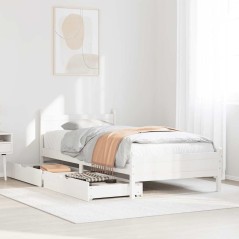 vidaXL Massivholzbett ohne Matratze Weiß 90x190 cm Kiefernholz