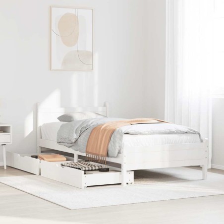 vidaXL Massivholzbett ohne Matratze Weiß 90x190 cm Kiefernholz