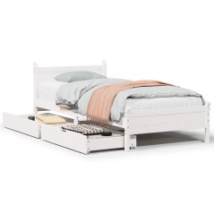 vidaXL Massivholzbett ohne Matratze Weiß 90x190 cm Kiefernholz