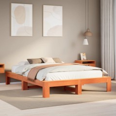 vidaXL Massivholzbett ohne Matratze Wachsbraun 150x200 cm Kiefernholz