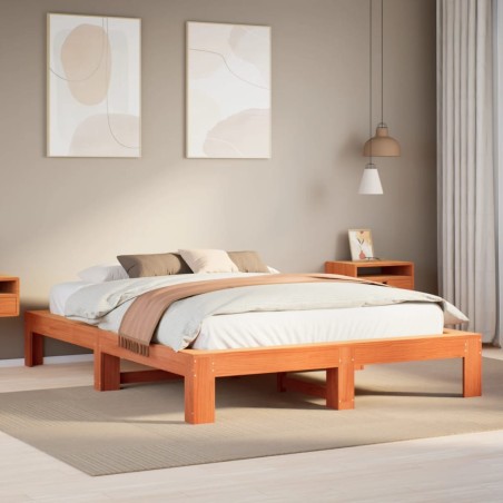 vidaXL Massivholzbett ohne Matratze Wachsbraun 150x200 cm Kiefernholz