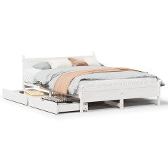vidaXL Massivholzbett ohne Matratze Weiß 135x190 cm Kiefernholz