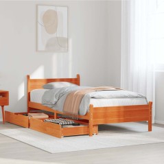vidaXL Massivholzbett ohne Matratze Wachsbraun 100x200 Kiefernholz
