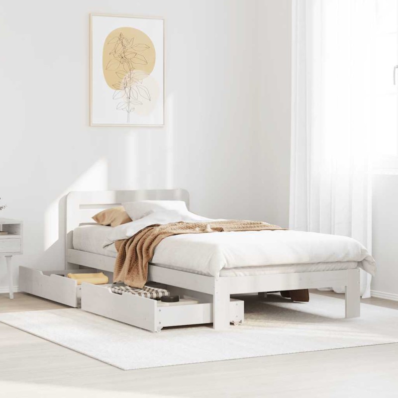vidaXL Massivholzbett ohne Matratze Weiß 75x190 cm Kiefernholz vidaXL Massivholzbett ohne Matratze Weiß 75x190 cm Kiefernholz