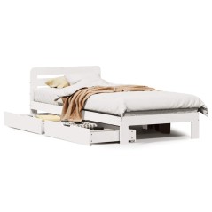 vidaXL Massivholzbett ohne Matratze Weiß 75x190 cm Kiefernholz