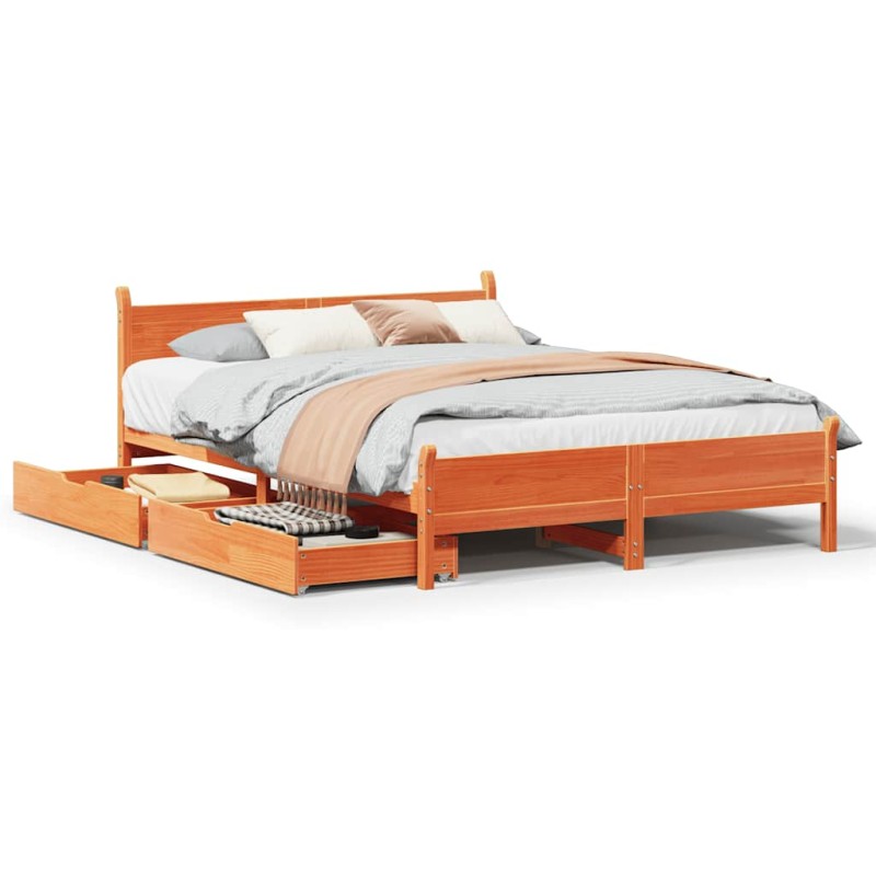 vidaXL Massivholzbett ohne Matratze Wachsbraun 120x190 cm Kiefernholz vidaXL Massivholzbett ohne Matratze Wachsbraun 120x190 cm Kiefernholz