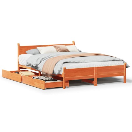 vidaXL Massivholzbett ohne Matratze Wachsbraun 120x190 cm Kiefernholz