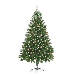 vidaXL Künstlicher Weihnachtsbaum Beleuchtung & Kugeln 210 cm Grün