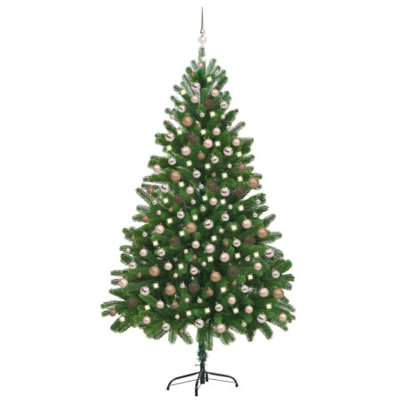 vidaXL Künstlicher Weihnachtsbaum Beleuchtung & Kugeln 210 cm Grün