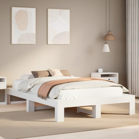 vidaXL Massivholzbett ohne Matratze Weiß 120x200 cm Kiefernholz