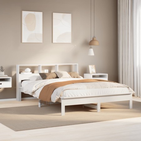 vidaXL Massivholzbett ohne Matratze Weiß 135x190 cm Kiefernholz