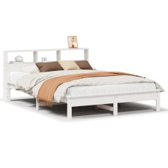 vidaXL Massivholzbett ohne Matratze Weiß 135x190 cm Kiefernholz
