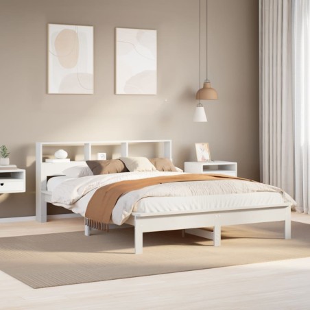 vidaXL Massivholzbett ohne Matratze Weiß 140x200 cm Kiefernholz