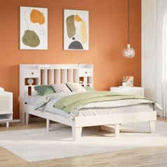 vidaXL Massivholzbett ohne Matratze Weiß 140x200 cm Kiefernholz