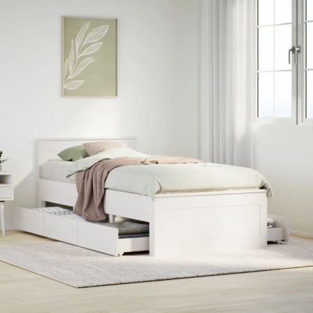 vidaXL Massivholzbett ohne Matratze mit Kopfteil 90x200 cm Weiß