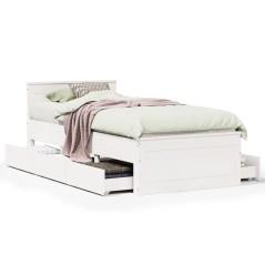 vidaXL Massivholzbett ohne Matratze mit Kopfteil 90x200 cm Weiß