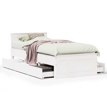vidaXL Massivholzbett ohne Matratze mit Kopfteil 90x200 cm Weiß