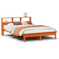 vidaXL Massivholzbett ohne Matratze Wachsbraun 160x200 Kiefernholz