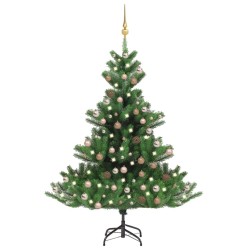 vidaXL Künstlicher Weihnachtsbaum Nordmann LED & Kugeln Grün 240 cm