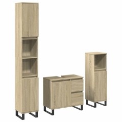 vidaXL 3-tlg. Badmöbel-Set Sonoma-Eiche Holzwerkstoff