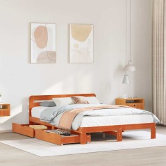vidaXL Massivholzbett ohne Matratze Wachsbraun 120x190 cm Kiefernholz
