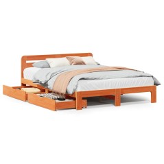 vidaXL Massivholzbett ohne Matratze Wachsbraun 120x190 cm Kiefernholz