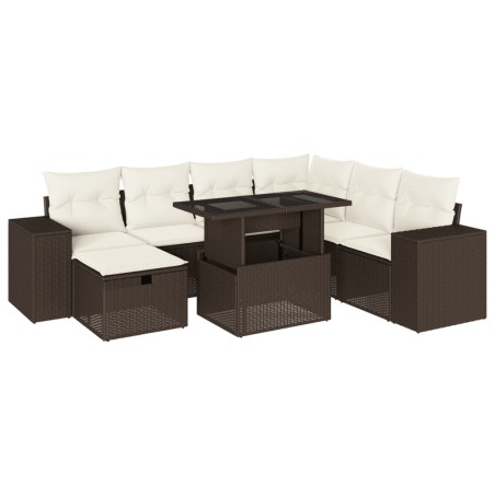 vidaXL 8-tlg. Garten-Sofagarnitur mit Kissen Braun Poly Rattan